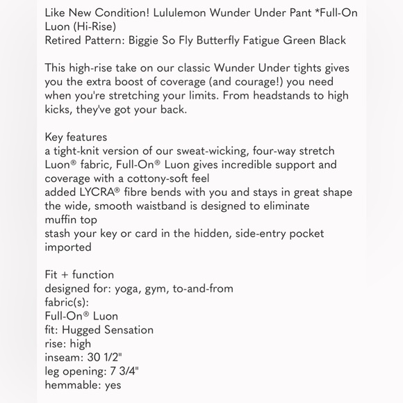 Lululemon Wunder Under High Rise Full-On Luon Retired Pattern “Biggie So Fly” - Picture 8 of 8